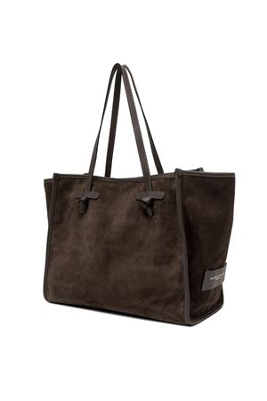 Marcella shopping bag dark brown suede leather GIANNI CHIARINI | BS8990CMPL2107